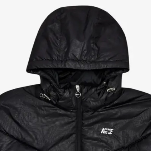 Nike Therma-Fit sz S black print NWT short zip up zip pocket hooded puffer coat - Picture 8 of 16